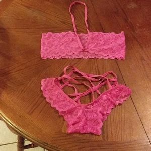 2 piece sexy pink lingerie set size os